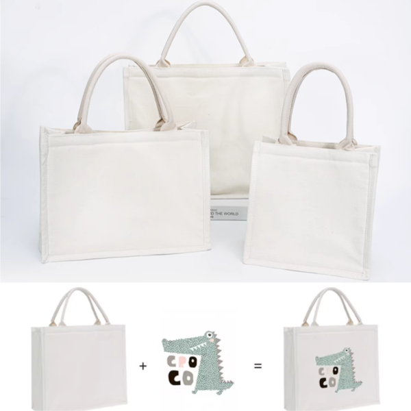 Water Proof Eco-Friendly Tote Bags White Canvas Cloth With Custom Logo
