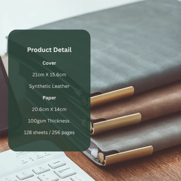 Deluxe PU Sheepskin Leather Notebook With Signature Pen With Custom Logo 21cm X15.6cm 256 Pages