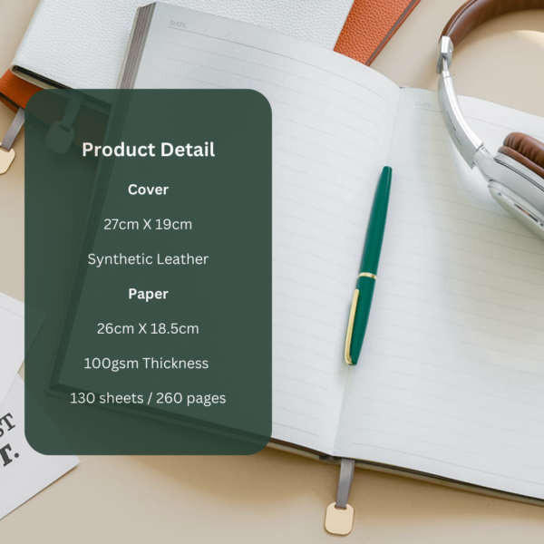 High Quality Synthetic Leather Notebook  With Custom Logo B5 (27cm X 19cm) with 200+ pages